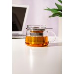 Sklenená šálka s viečkom a nerezovým sitkom - SKLARRA, 400 ml