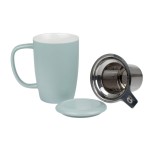 Porcelánový hrnček s nerezovým sitkom a pokrievkou - Kai, 440 ml