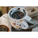 Vianočná tradícia - porcelánový hrnček s nerezom sitkom a pokrievkou, 350 ml