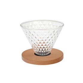 sklenený dripper s dreveným prstencom - Diamond