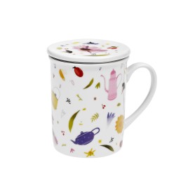 Česká lúka – porcelánový hrnček s nerezom sitkom a pokrievkou, 250 ml