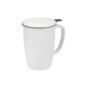 Kuku - porcelánový hrnček s nerez. sitkom a pokrievkou, 440 ml